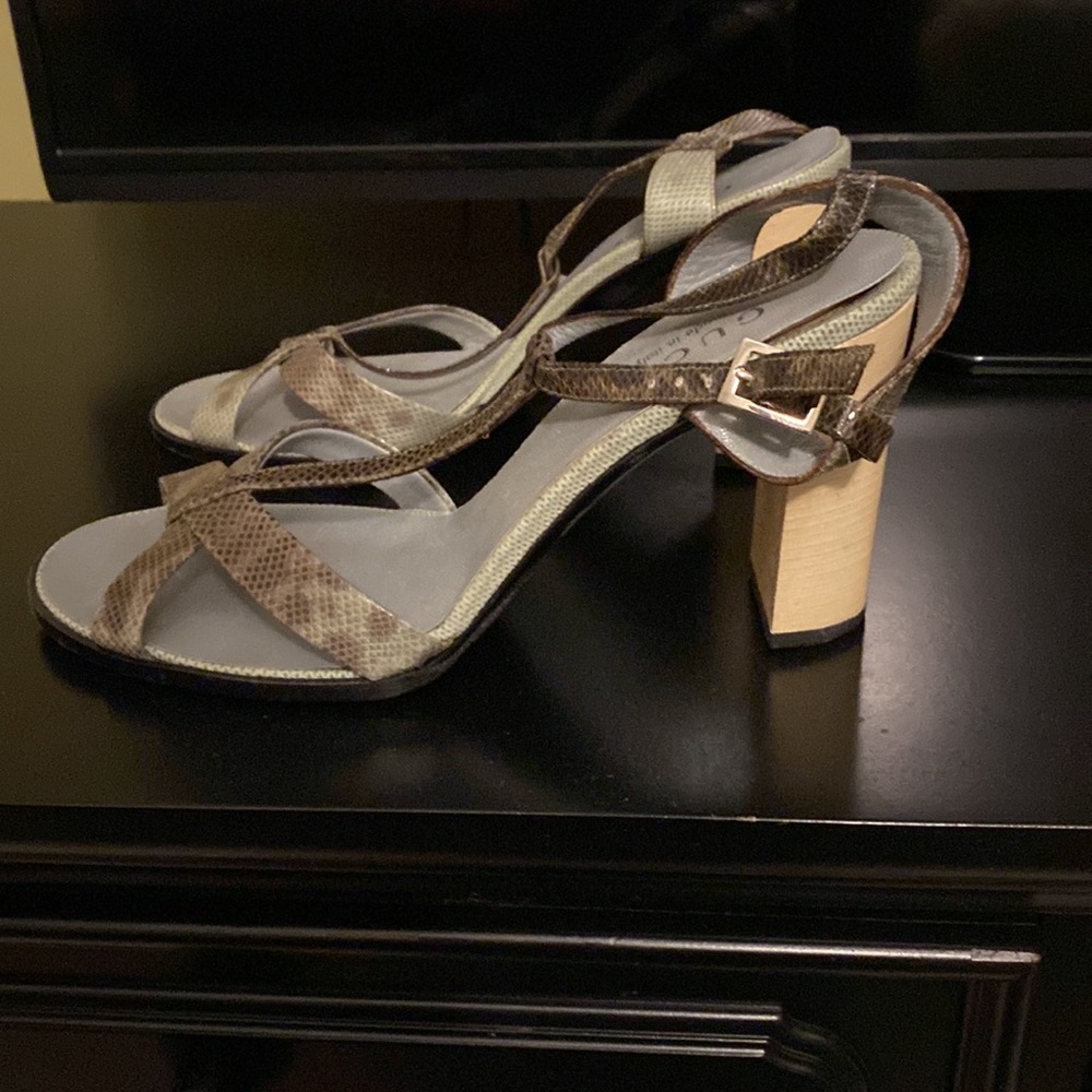 Authentic Vintage Gucci snake-embossed t-strap sandals!